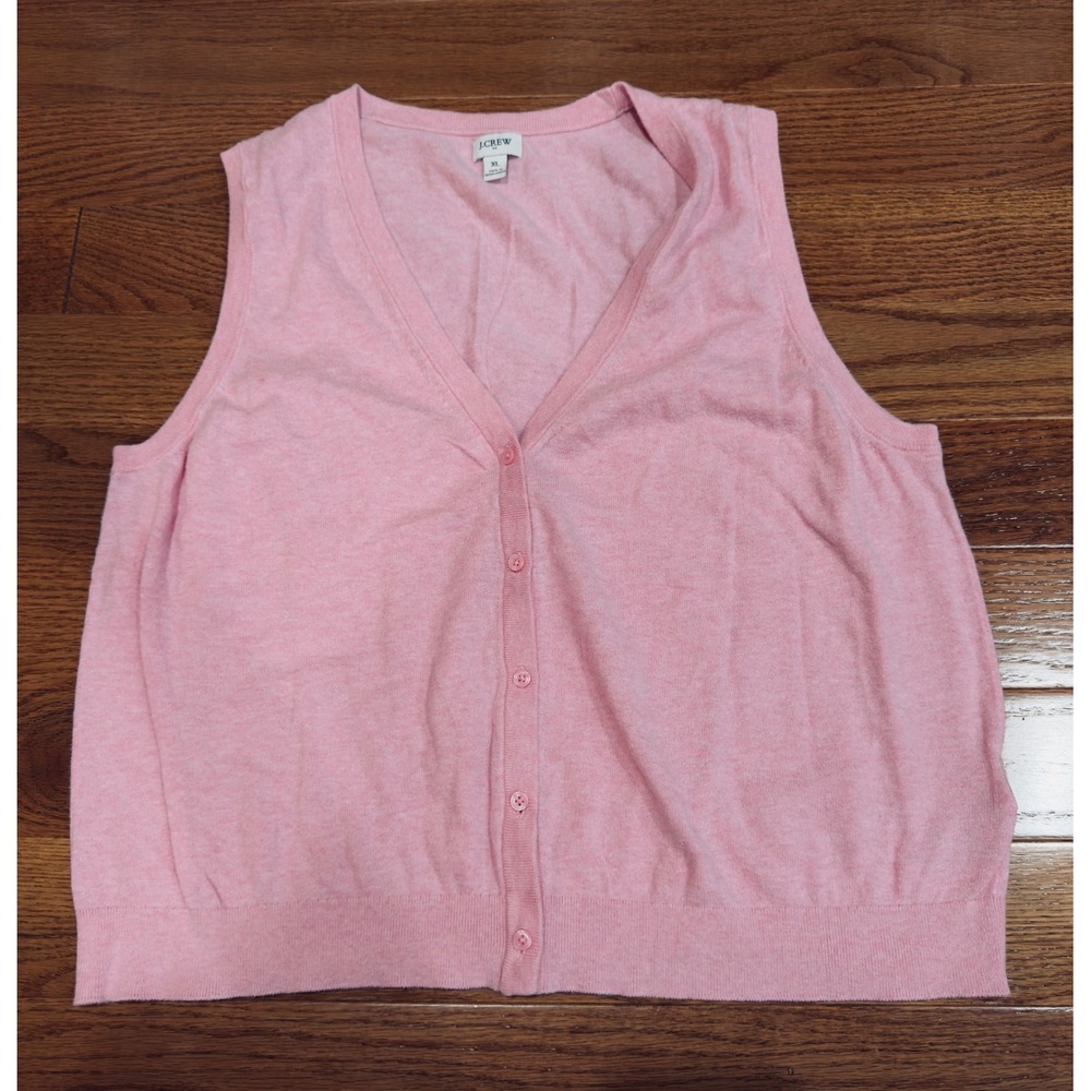 J.Crew Womens XL Pink Button Front Sleeveless Cardigan Sweater Vest Coquette